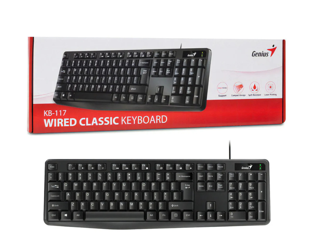 Teclado Genius Kb-117 Multimedia Usb Universal Negro Español